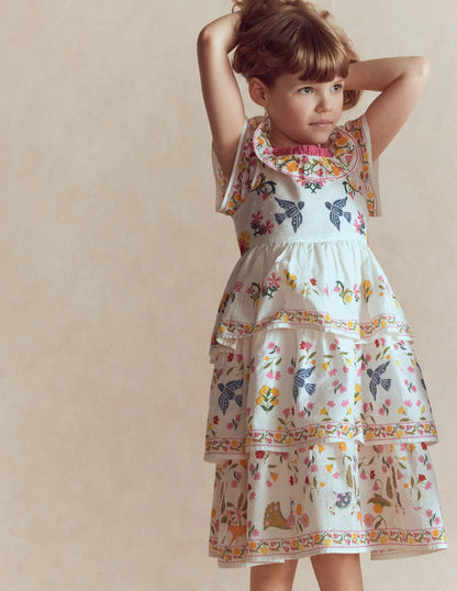 Tiered Ruffle Woven Dress-Soft Ivory Jungle Placement