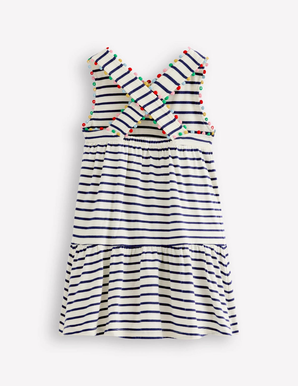 Jersey Cross-back Dress-Starboard Blue Stripe