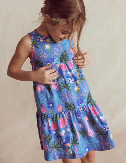 Jersey Cross-back Dress-Quiet Harbour Animal Palm