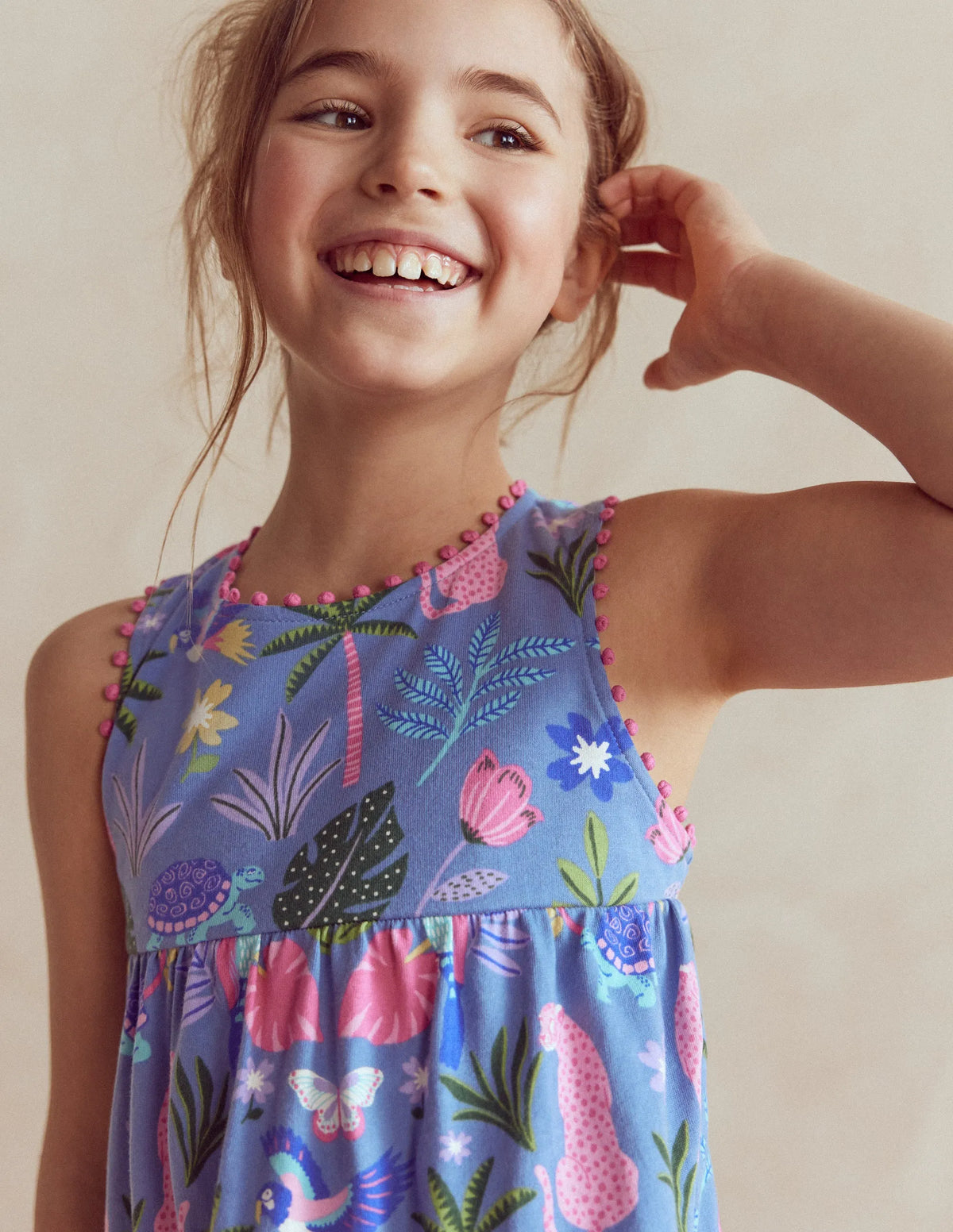 Jersey Cross-back Dress-Quiet Harbour Animal Palm
