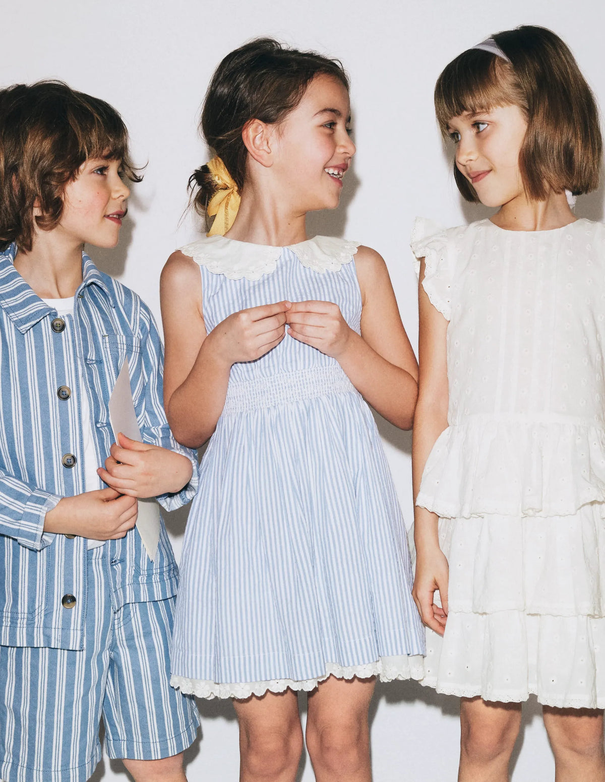 Nostalgic Broderie Dress-Salt Blue Ticking Stripe