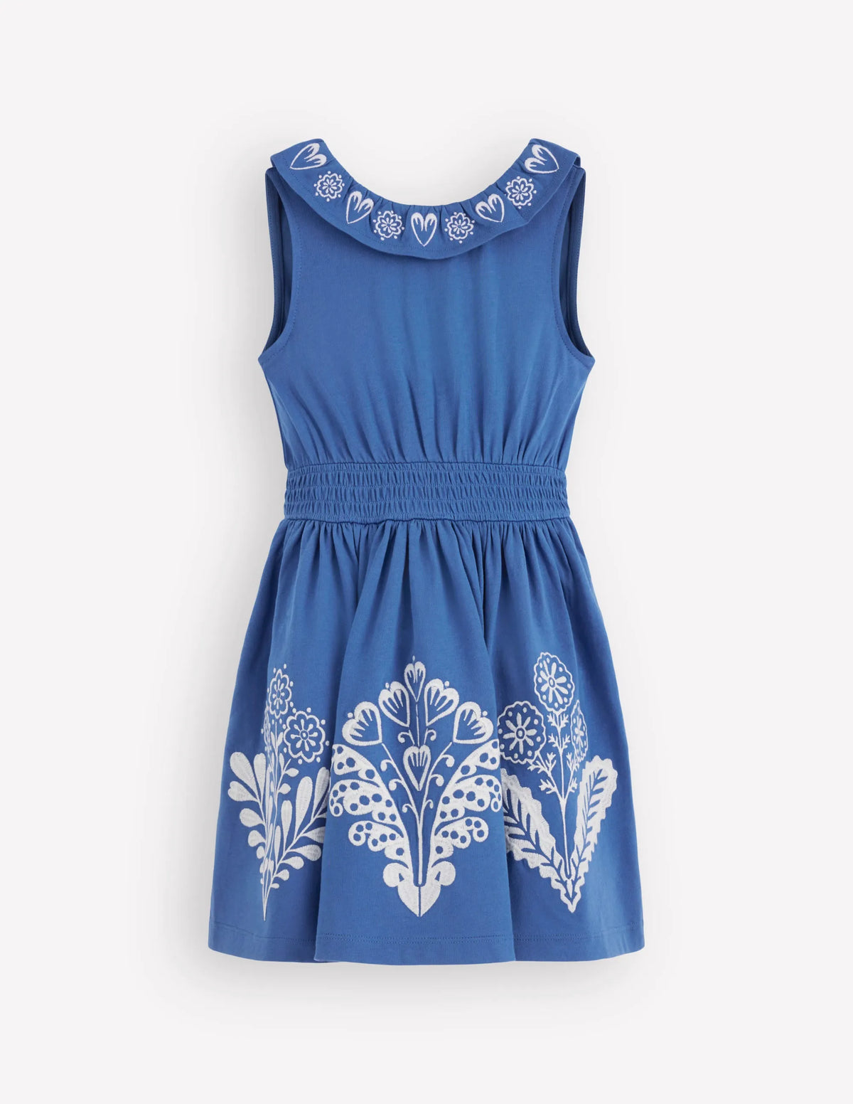 Embroidered V-back dress-Bright Blue Embroidery