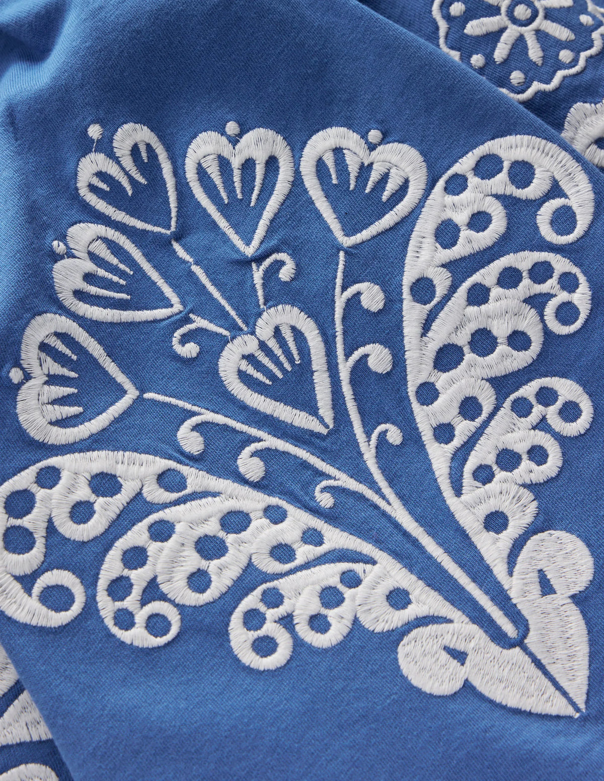 Embroidered V-back dress-Bright Blue Embroidery
