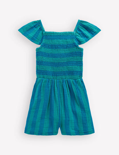 Double Cloth Playsuit-Aurora Blue Stripe