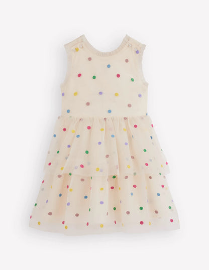 Spot Occasion Dress-Soft Ivory Multi Spot