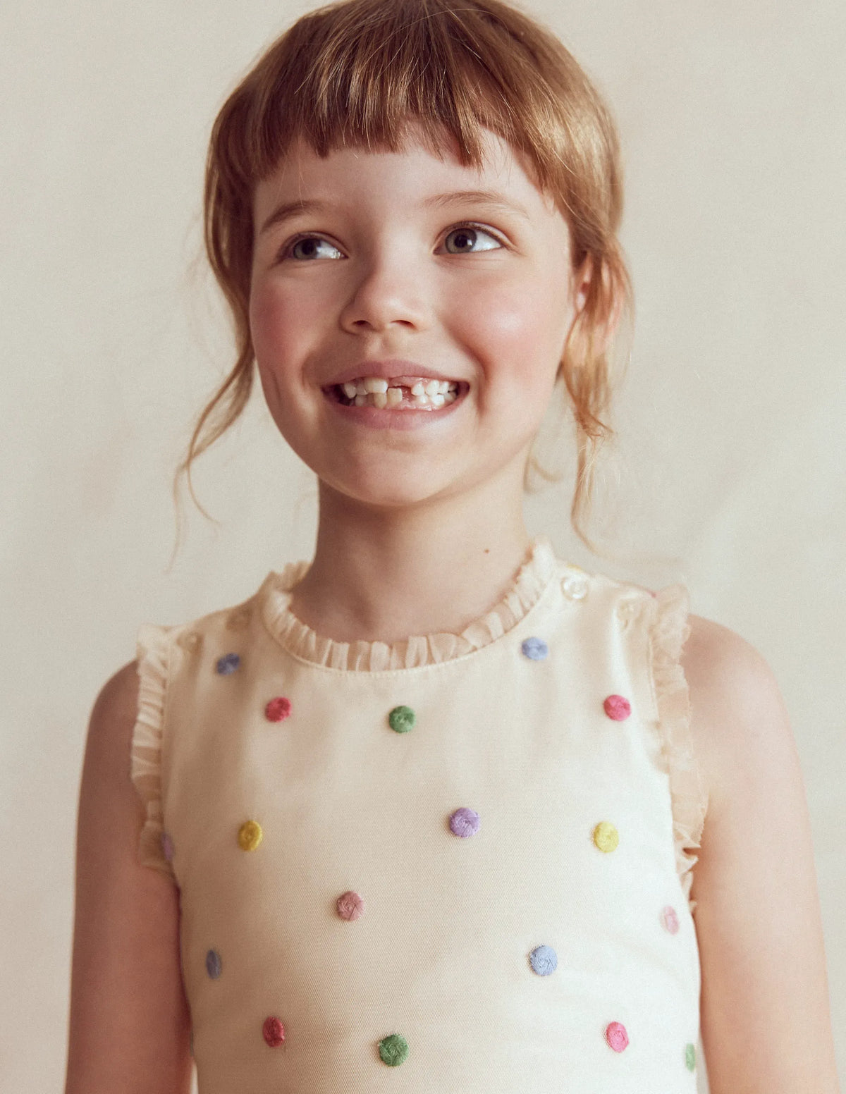 Spot Occasion Dress-Soft Ivory Multi Spot