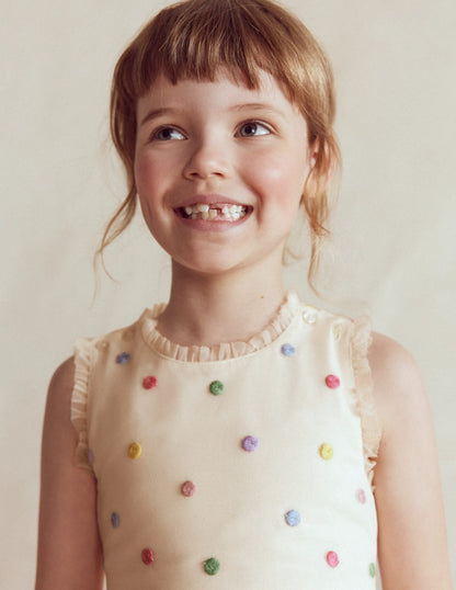 Spot Occasion Dress-Soft Ivory Multi Spot
