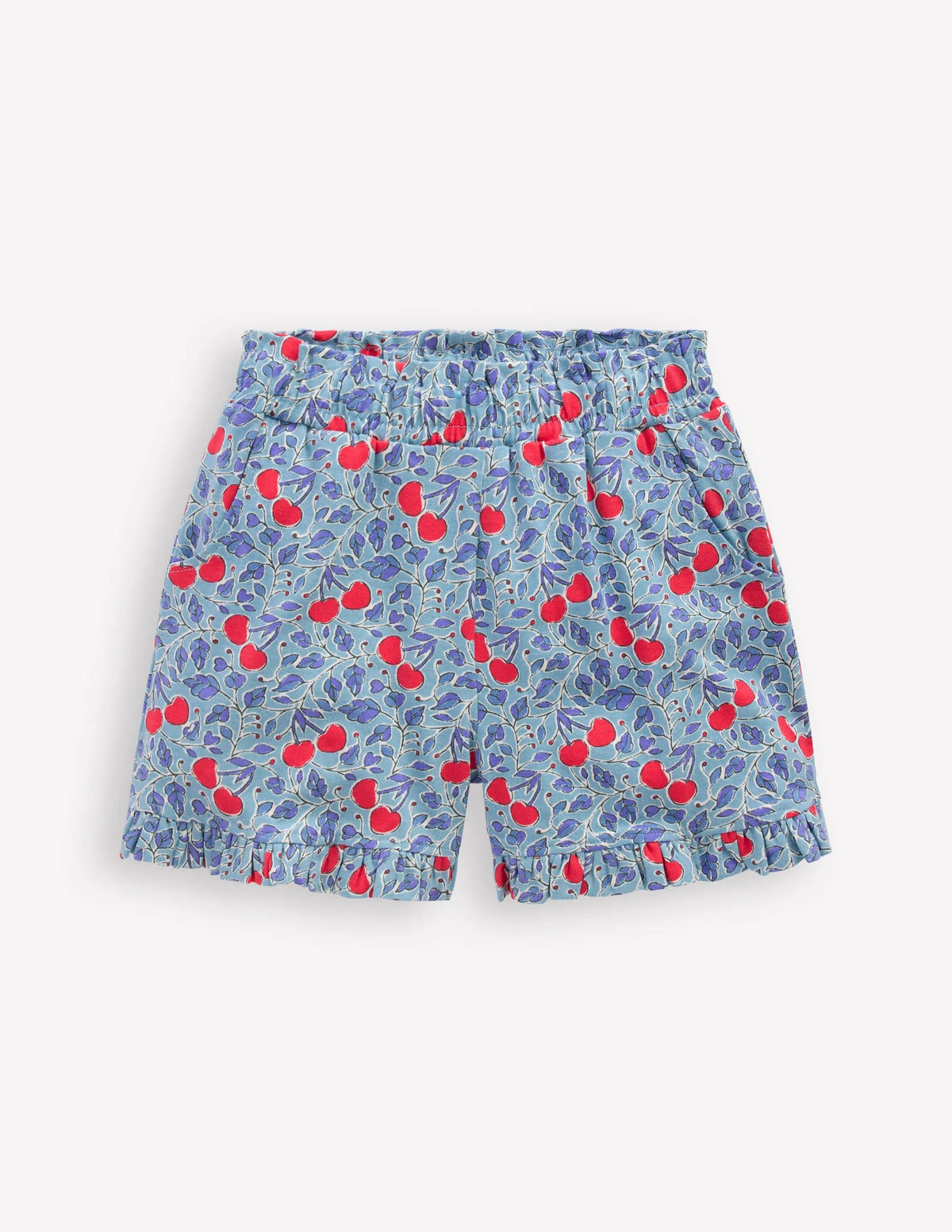 Pretty Jersey Shorts-Cloud Blue Cherry Vine
