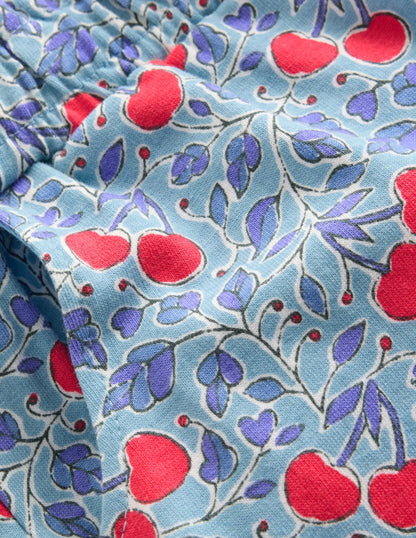 Pretty Jersey Shorts-Cloud Blue Cherry Vine
