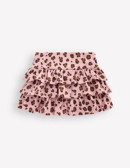 Frill Jersey Skort-Pink Leopard