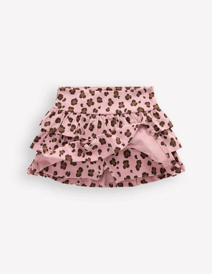 Frill Jersey Skort-Pink Leopard