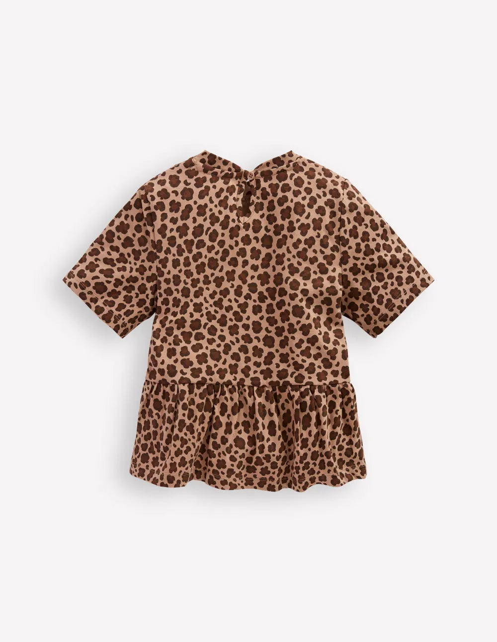 Short Sleeve Peplum Top-Partridge Brown Leopard Print