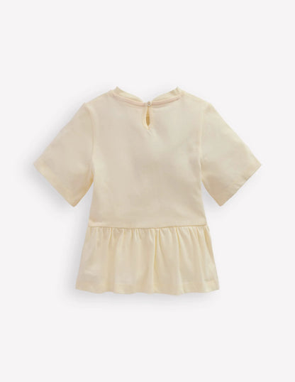 Short Sleeve Peplum Top-Soft Ivory