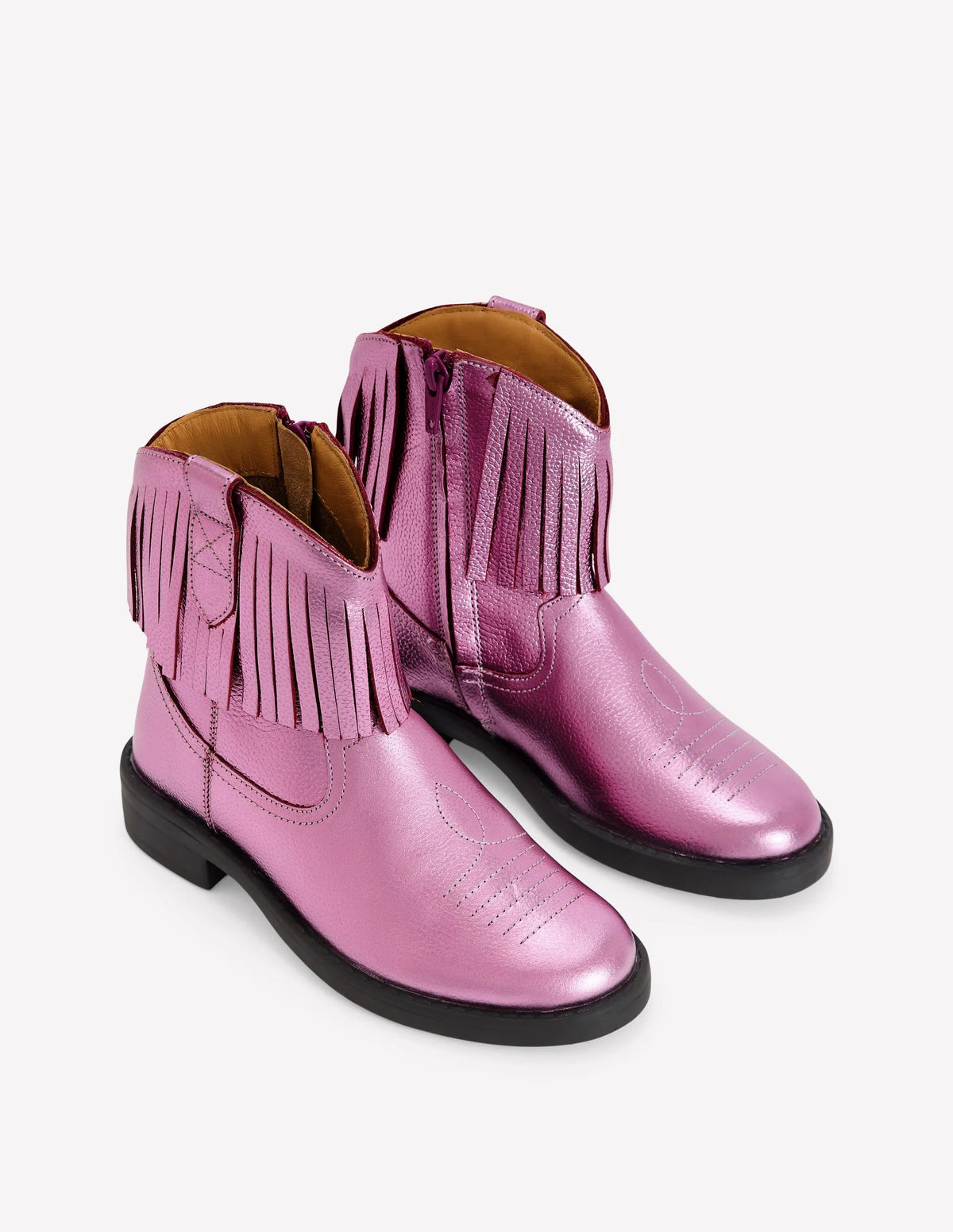 Western Boots-Pink Metallic