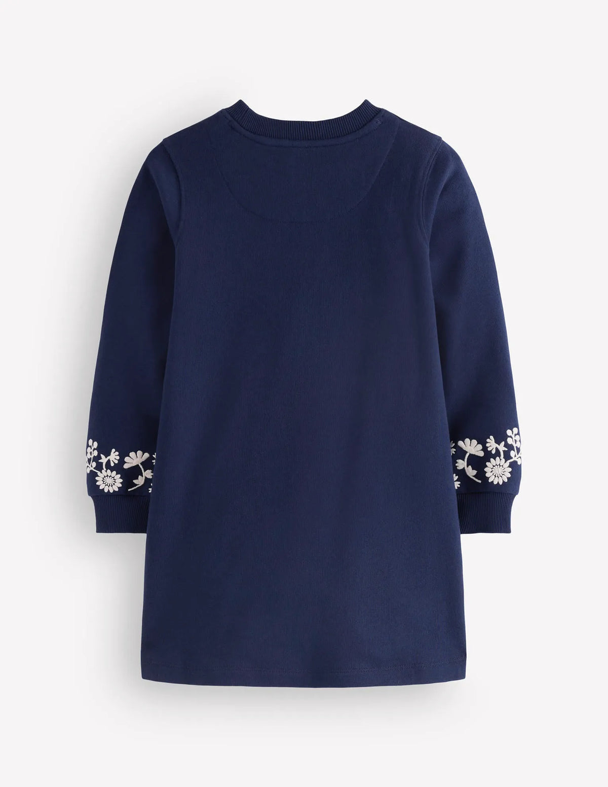 Ida Sweatshirt Appliqué Dress-Navy Floral Embroidery