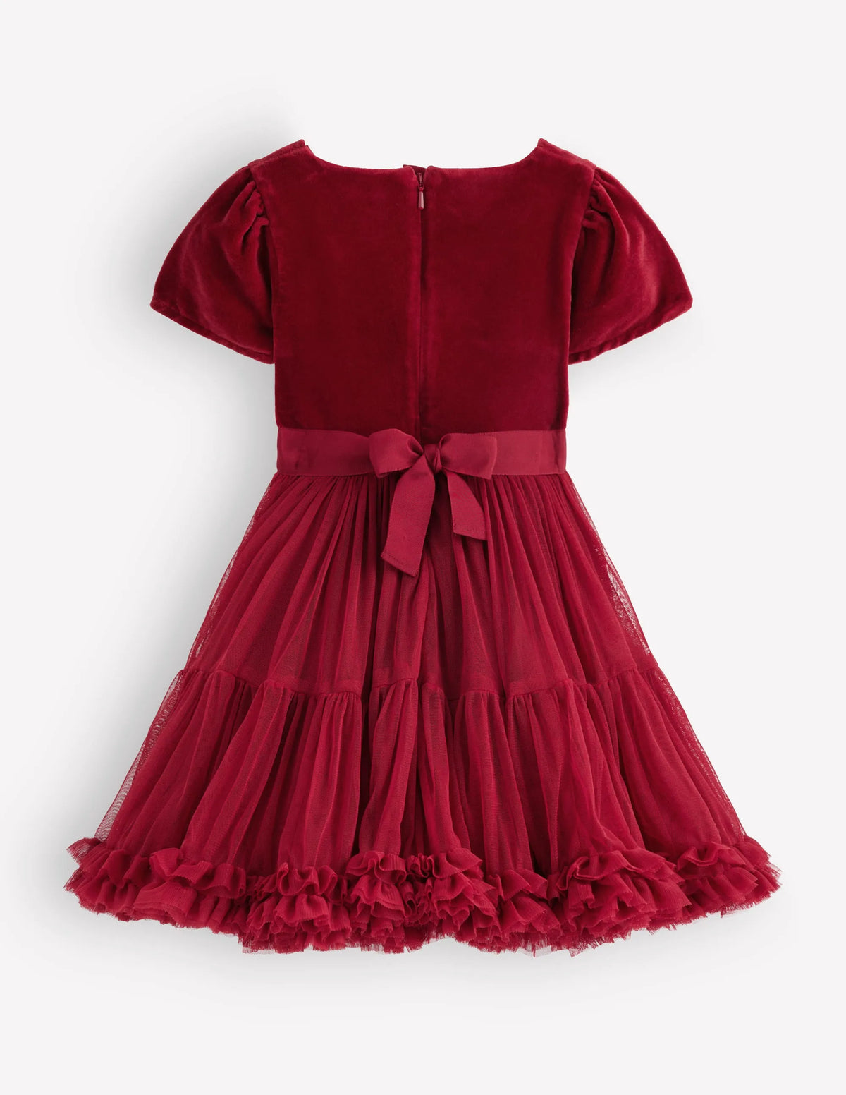 Velour Tulle Occasion Dress-Rhythmic Red