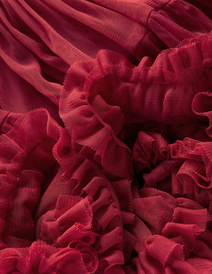 Velour Tulle Occasion Dress-Rhythmic Red