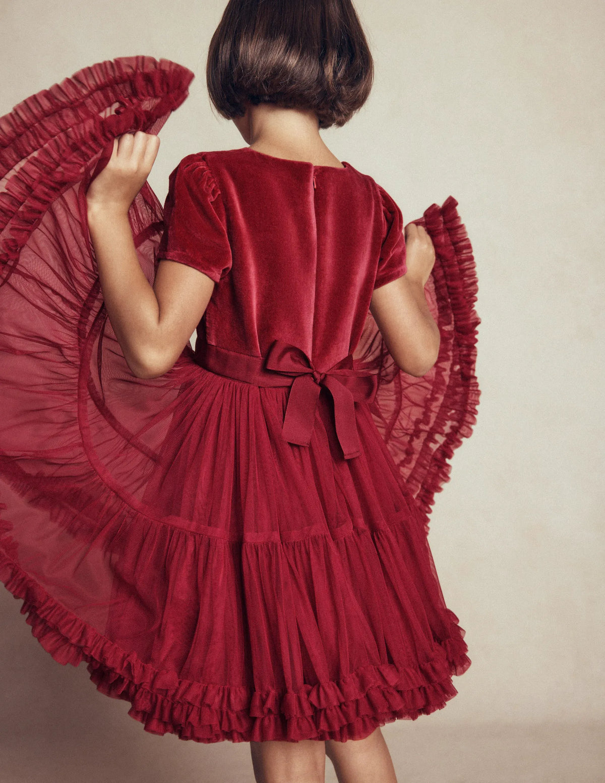 Velour Tulle Occasion Dress-Rhythmic Red
