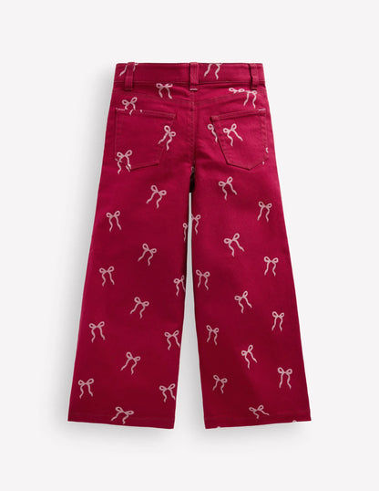 Wide Leg Jean-Ruby Red Flock Bow