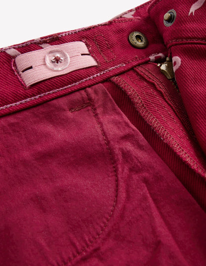Wide Leg Jean-Ruby Red Flock Bow