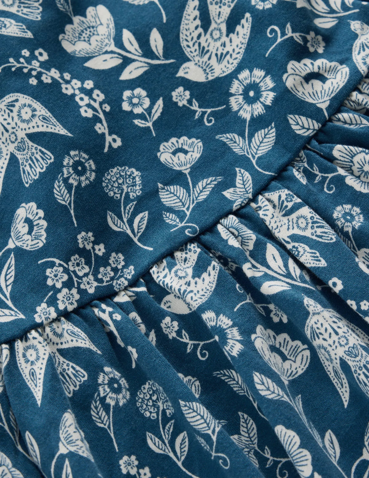 Madeline Blouson Sleeve Dress-Sapphire Blue Floral Bird
