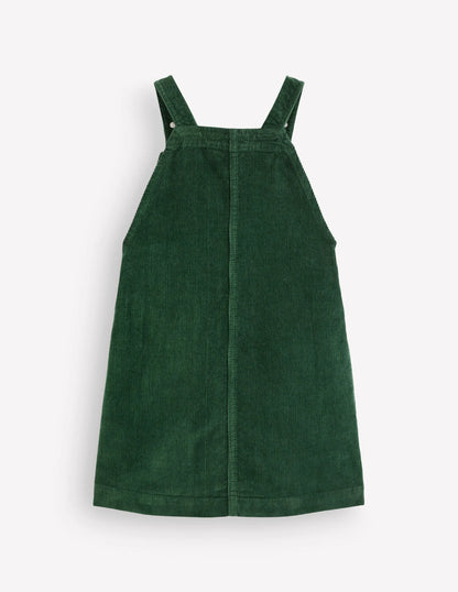 Adeline A-line Overalls Dress-Green Floral Corduroy