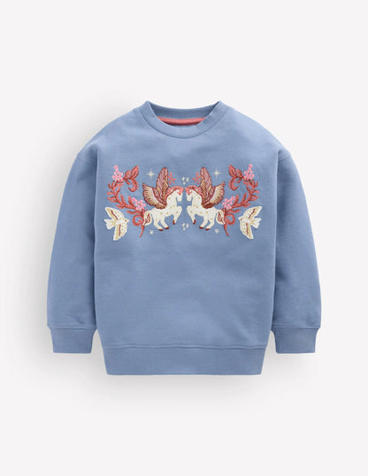 Bobbie Appliqué Sweatshirt-Blue Pegasus