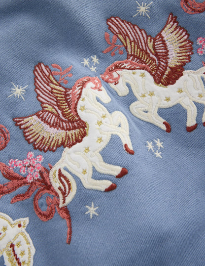 Bobbie Appliqué Sweatshirt-Blue Pegasus