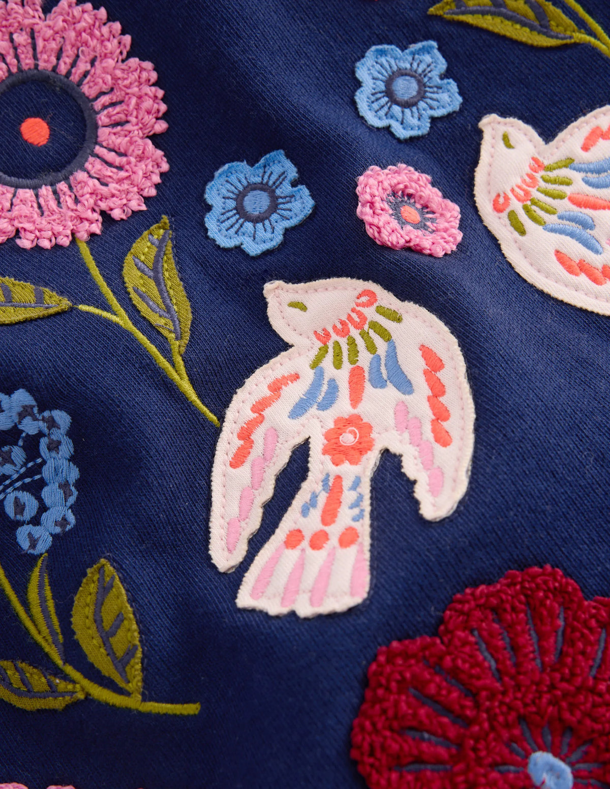 Bobbie Appliqué Sweatshirt-Navy Bird Placement