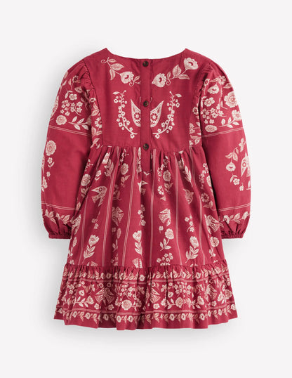 Celia Wing Sleeve Dress-Port Bird Print