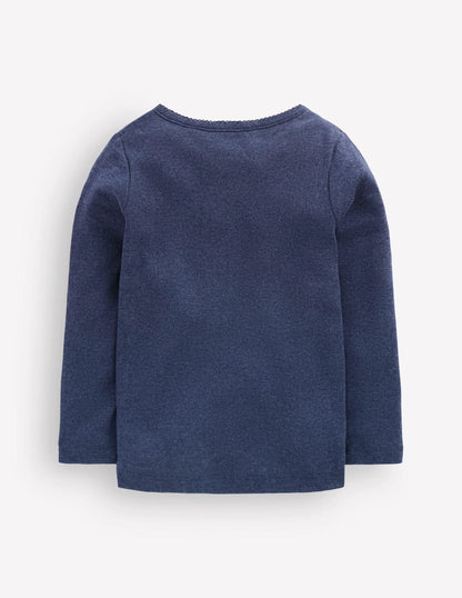 Long Sleeve Henley Top-College Navy