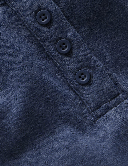 Long Sleeve Henley Top-College Navy