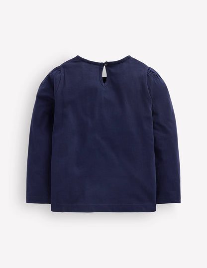 Rib Bow Trim Top-College Navy