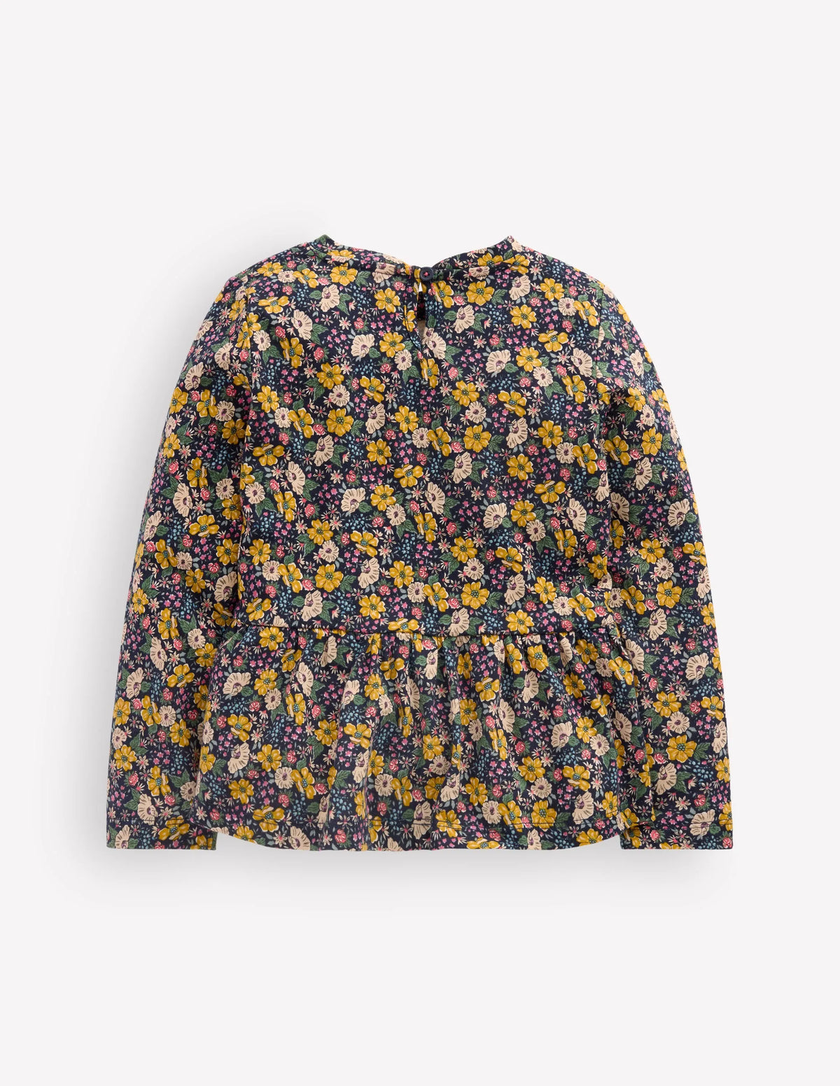 Long Sleeve Peplum Top-Navy Floral