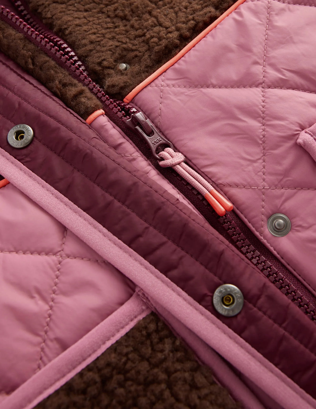 Longline Quilted Jacket-Maroon Banner Multi