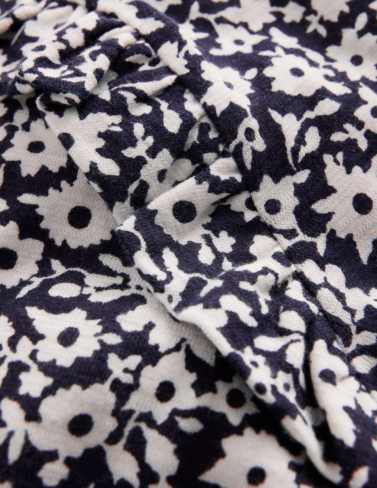 Frill Sleeve Slub Top-Navy Floral
