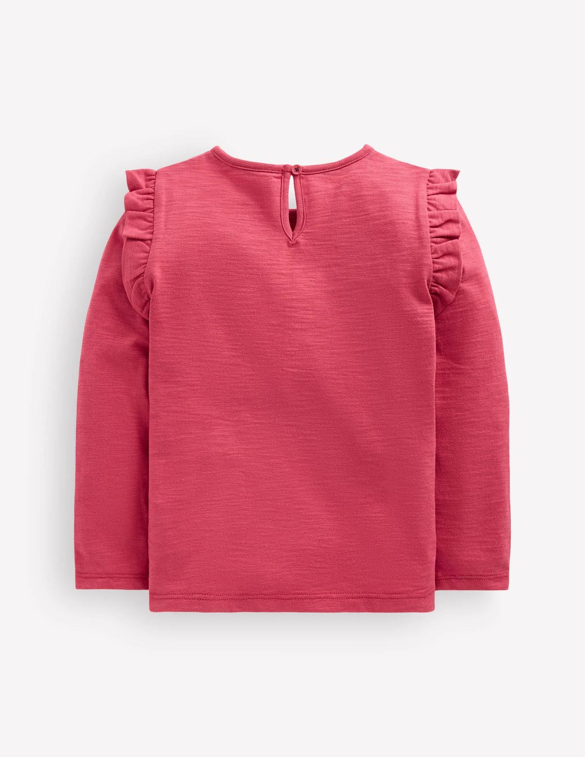 Frill Sleeve Slub Top-Holly Berry