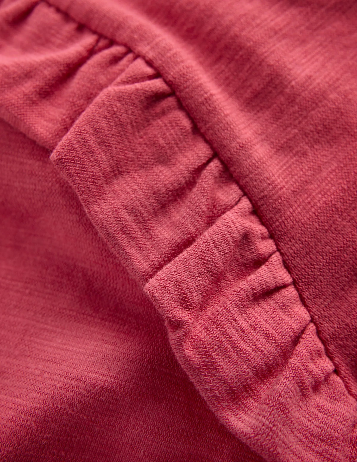 Frill Sleeve Slub Top-Holly Berry