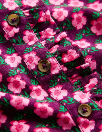Maude Ruffle Shirt Dress-Pink Pansy Floral