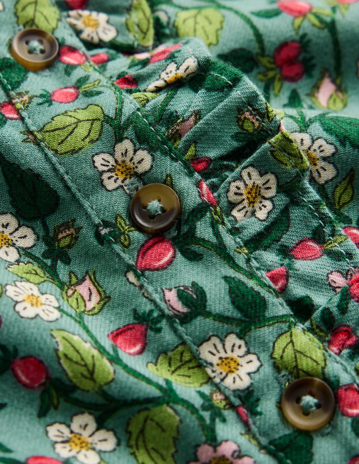 Maude Ruffle Shirt Dress-Green Berry Floral