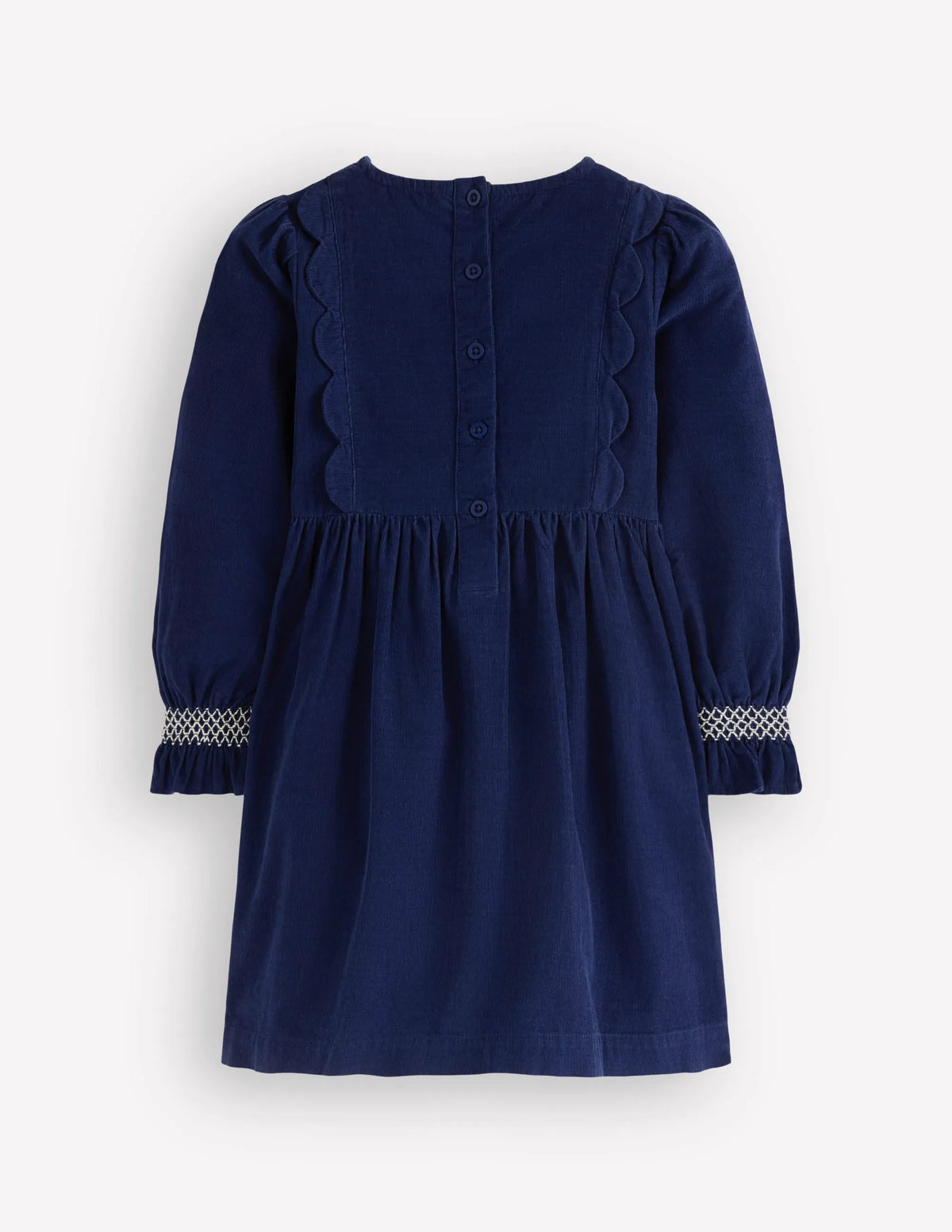 Smocked Corduroy Sparkle Dress-College Navy Stars