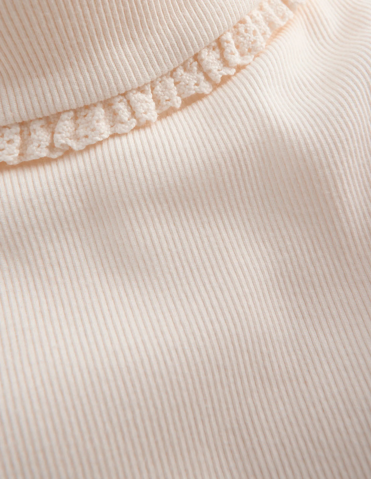 Lace Trim Roll Neck Top-Ivory