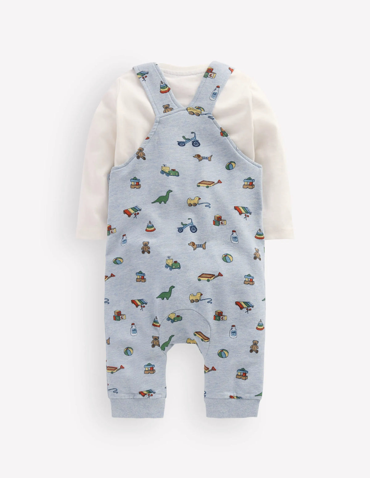 Jersey Overalls Set-Blue Marl Playroom Print