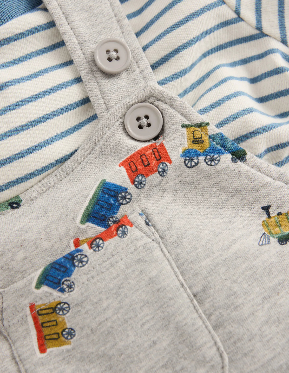 Jersey Overalls Set-Grey Marl Trains