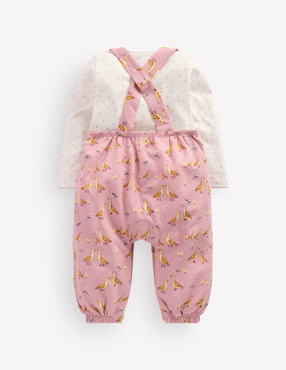 Jersey Overalls Set-Pink Ducks