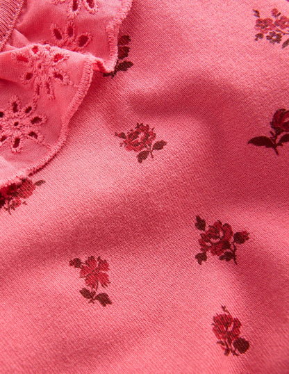 Ruffle Neck Sweatshirt Set-Holly Berry Vintage Rose