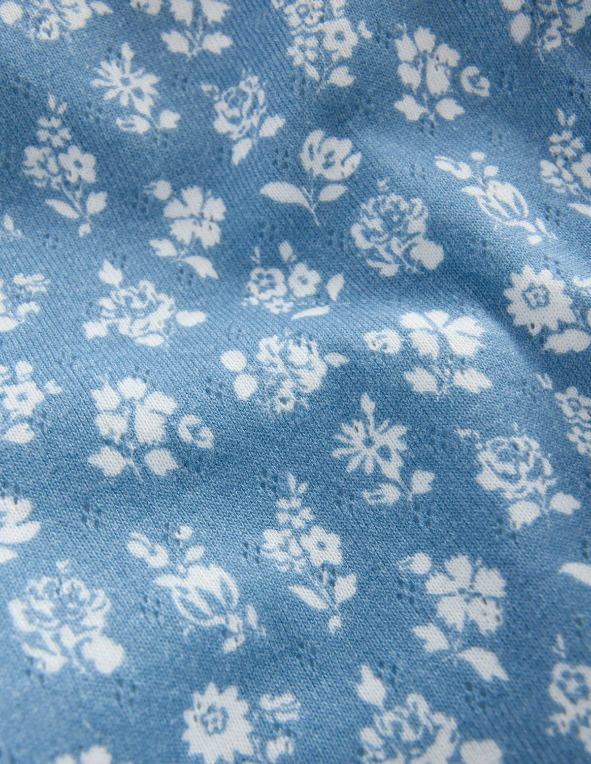Cotton Pointelle Set-Glacier Blue Ditsy Floral