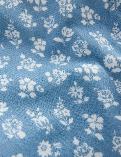 Cotton Pointelle Set-Glacier Blue Ditsy Floral