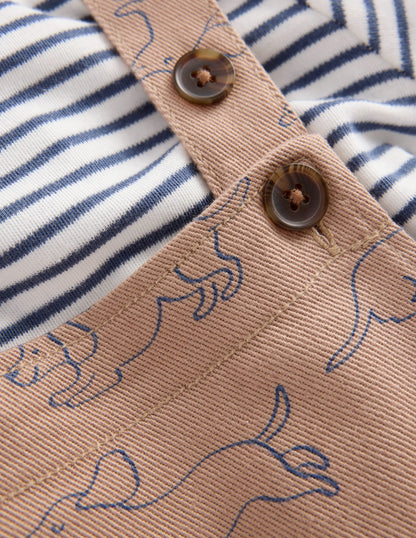 Long Sleeve Dungaree Set-Brown Puppy