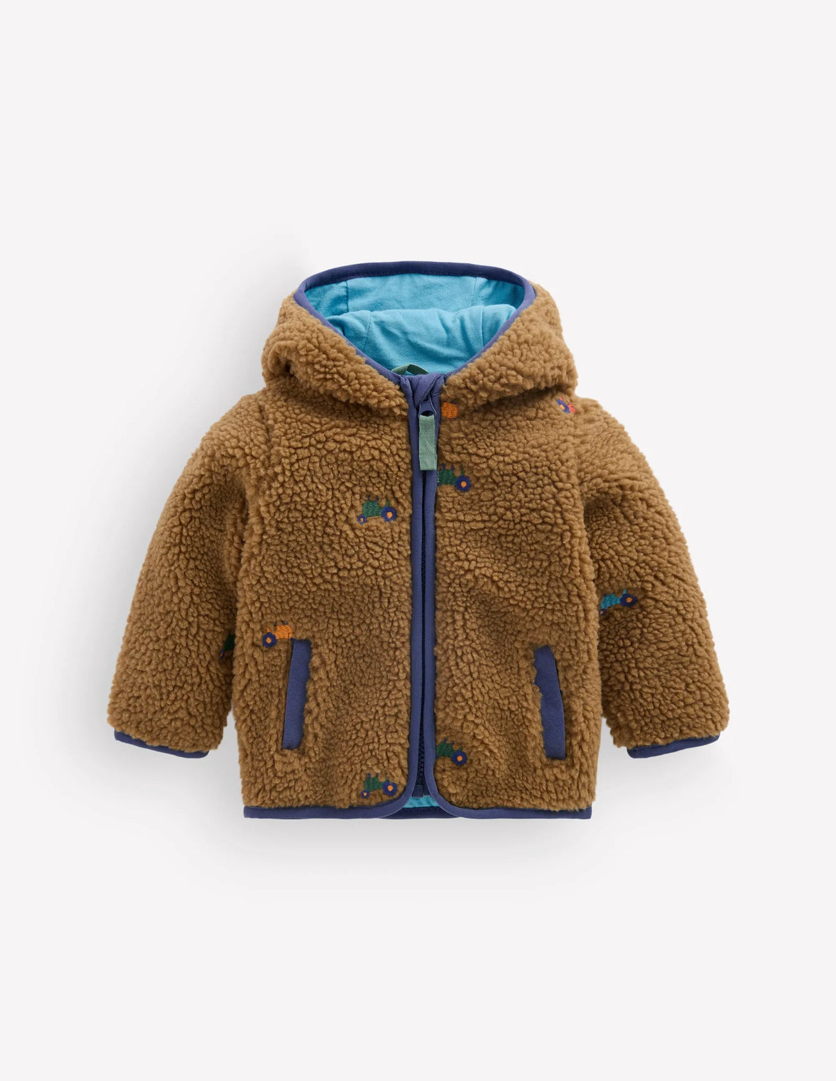 Hooded Borg Jacket-Brown Multi Tractors